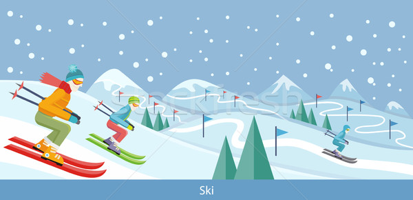 Skiing Winter Landscape Design Stock photo © robuart