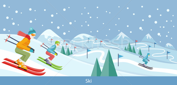 Stock photo: Skiing Winter Landscape Design