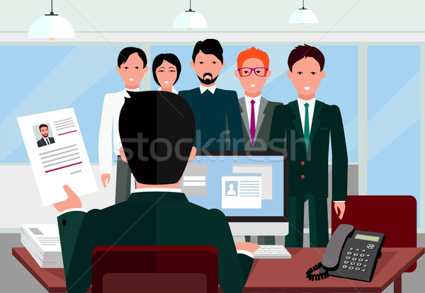 Rekrutierung Interview aussehen Antragsteller Arbeitgeber Stock foto © robuart