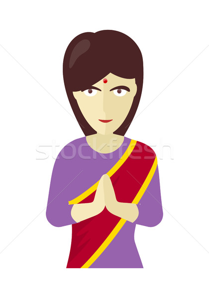 Vrouw traditioneel jurk namaste gebaar Stockfoto © robuart