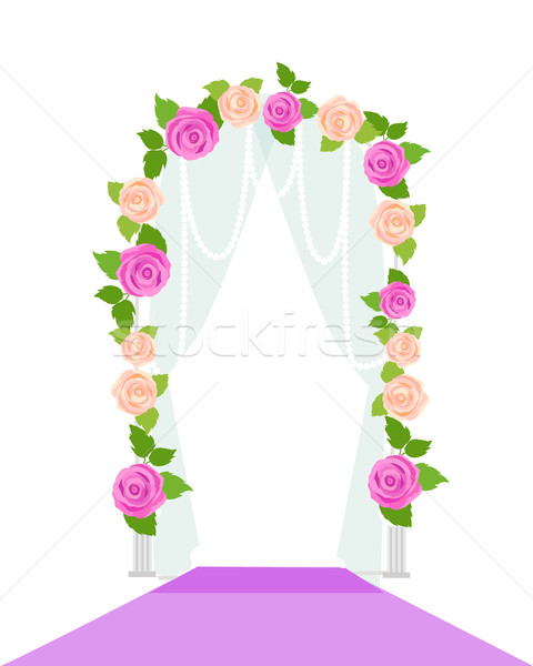 Stockfoto: Bruiloft · boog · deur · bloemen · romantische · element