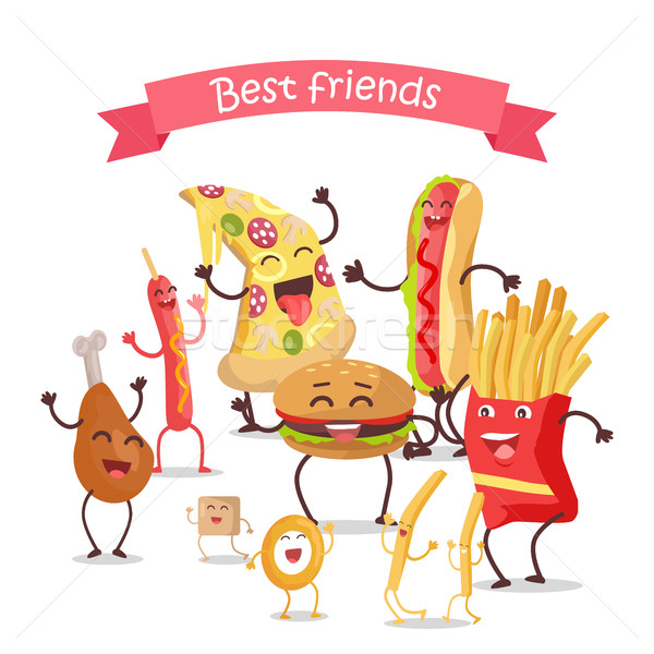 最好的朋友 食品 旗幟 快樂 快餐 漫畫 商業照片 © robuart