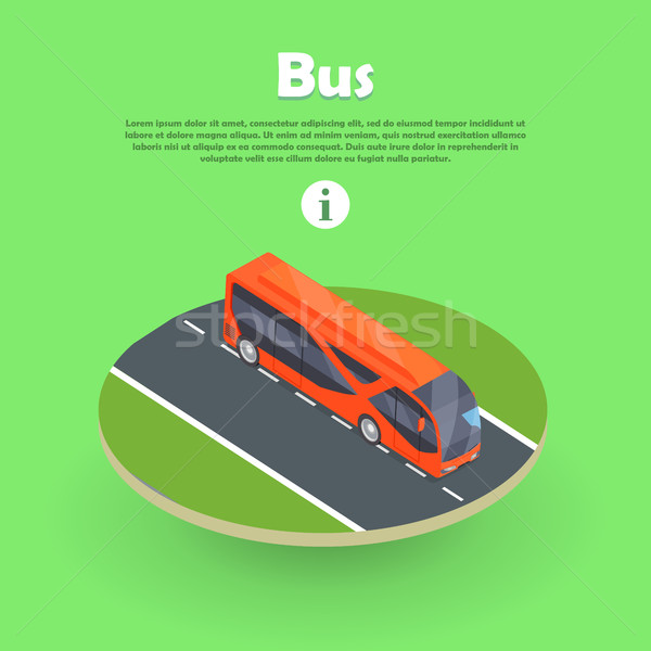 Isometric Bus on Part of Road Web Banner. Vector Stock photo © robuart