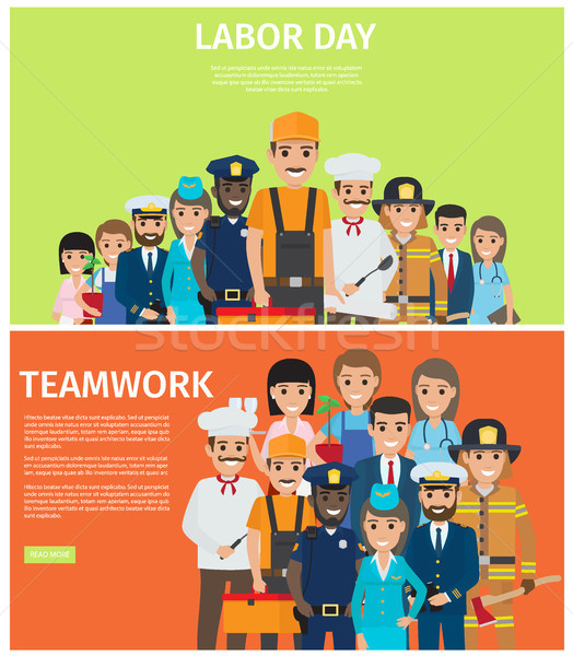 Labor Day and Teamwork Flat Vector Web Banners Stock photo © robuart