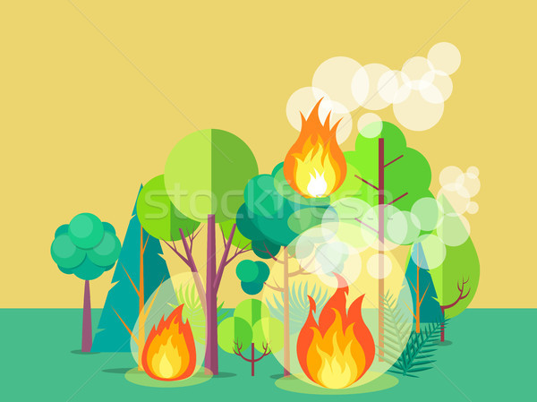 Poster incendiilor forestiere wildfire pădure ardere tufis Imagine de stoc © robuart