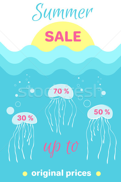 Summer Sale Poster Abstract Cartoon Jellyfishes Stock photo © robuart