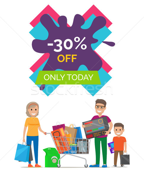 -30 Off Only Today Placard Vector Illustration Stock photo © robuart