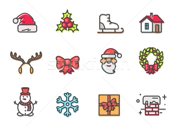 Hat омела белая иконки Дед Мороз Сток-фото © robuart