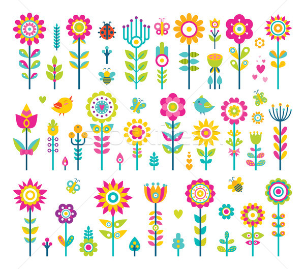 Flowers Collection Poster Vector Illustration Stock photo © robuart