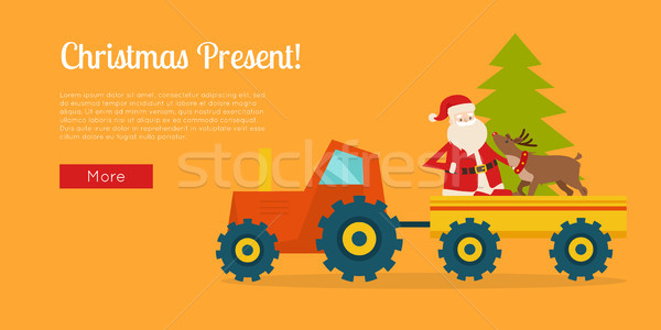 Christmas Present Poster with Santa on Tractor Stock photo © robuart