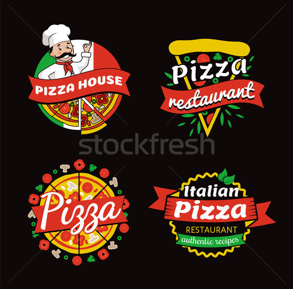 Pizza Places of High Quality Promotional Emblems Stock photo © robuart