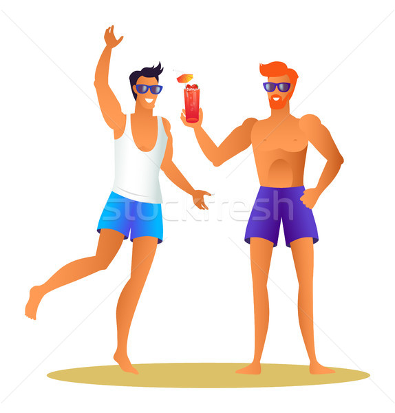 Two Athletic Sportsmen in Summer Cloth Having Fun Stock photo © robuart