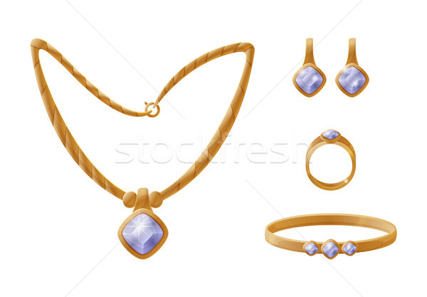 Chain of Gold and Ring Set Vector Illustration Stock photo © robuart