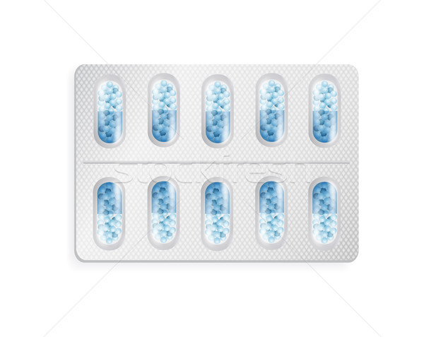 Píldora colección cápsulas azul ayudar curar Foto stock © robuart