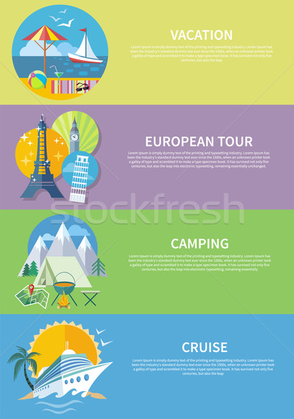 Cruiseschip camping europese tour banner Stockfoto © robuart