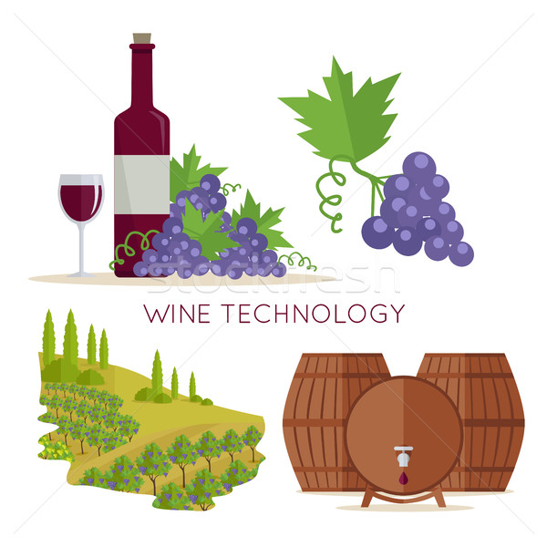 Wine Technology. Bottle of Vine, Beaker, Vineyard Stock photo © robuart