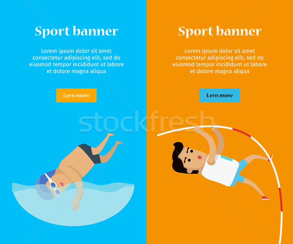 Swimming and Pole Vault Sports Banners Stock photo © robuart