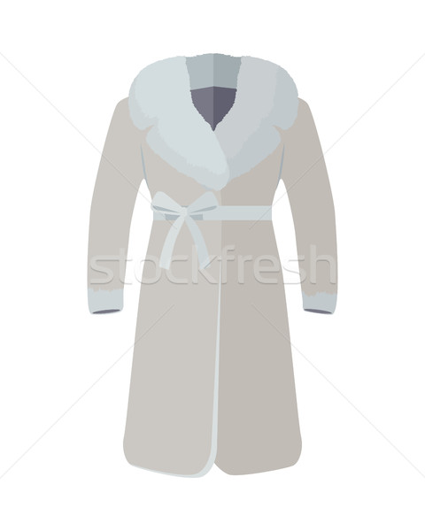 Warm Coat With Fur on Neck Flat Design Vector Stock photo © robuart