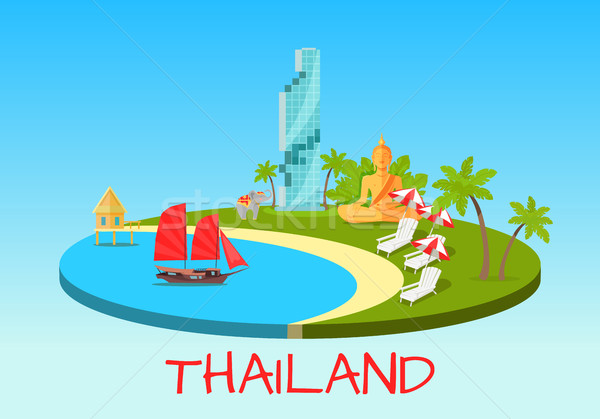 Thailand Touristic Concept with National Symbols Stock photo © robuart