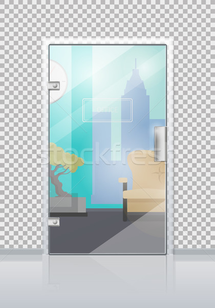 Office Interior Through Glass Door Flat Vector Stock photo © robuart