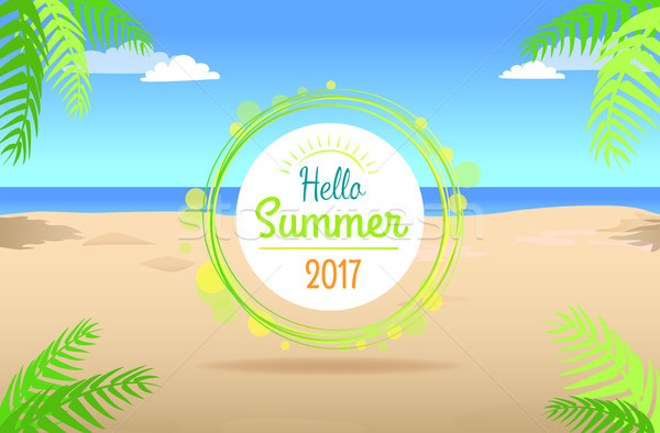 Hello nyári napok promóciós poszter szöveg tengerparti homok Stock fotó © robuart
