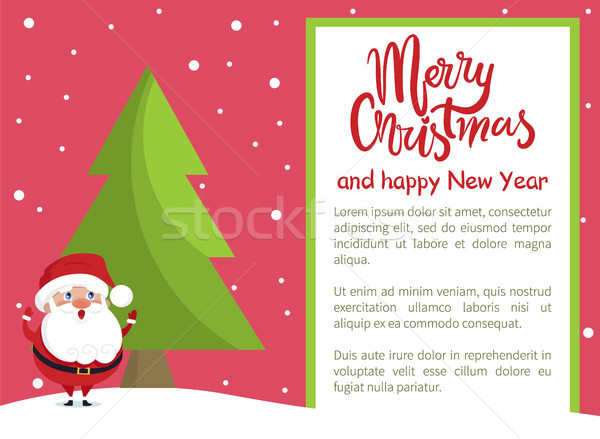 Merry Christmas Happy New Year Poster Santa Tree Stock photo © robuart