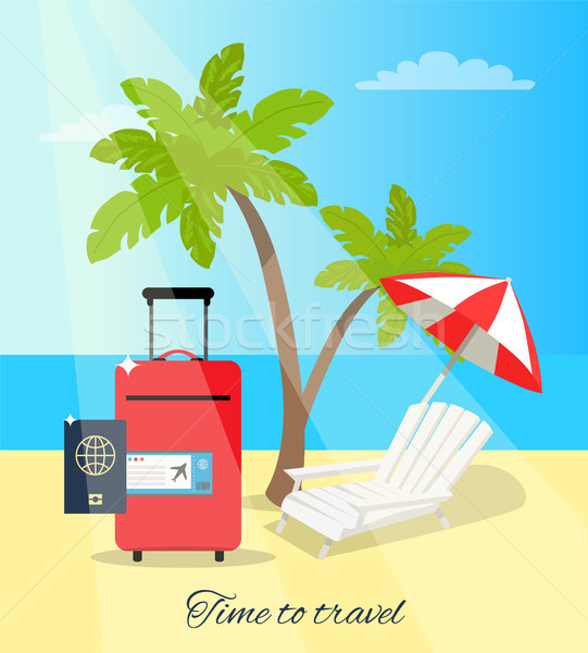 Tempo viajar beira-mar cartaz mar praia Foto stock © robuart