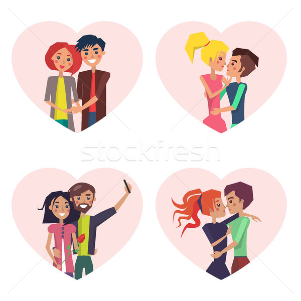 Stock photo: Couples in Love Collection Vector Illustration