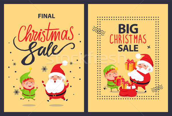 Big Sale Final Christmas Discounts Posters Set Elf Stock photo © robuart