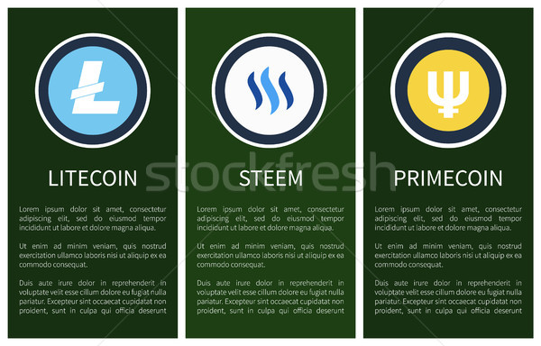 Cryptocurrency Icons on Vertical Promo Posters Set Stock photo © robuart