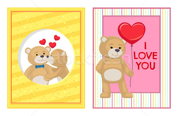 I Love You and Me Teddy Bears Vector Stock photo © robuart