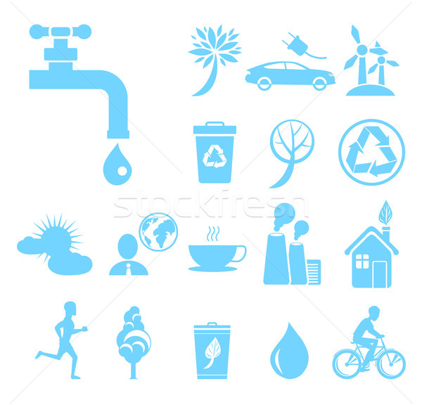 Foto stock: Reciclaje · parada · contaminación · agua · economía · iconos