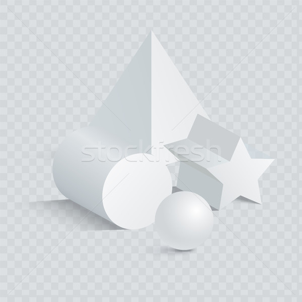 Triangular and Pentagrammic Prism with Sphere 3D Stock photo © robuart