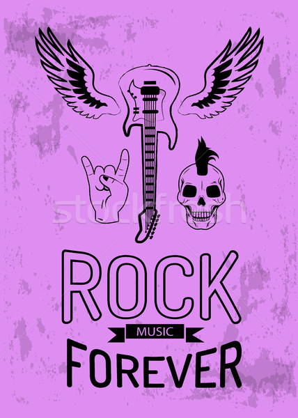 Rock müzik sonsuza dek mor resim simgeler gitar Stok fotoğraf © robuart