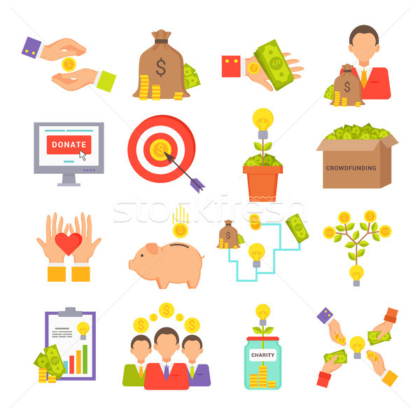 Crowdfunding and Charity Set Vector Illustration Stock photo © robuart