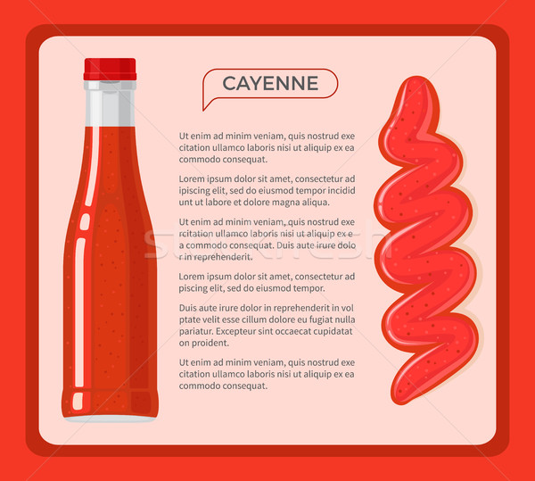 Cayenne Rood saus glas fles informatie Stockfoto © robuart