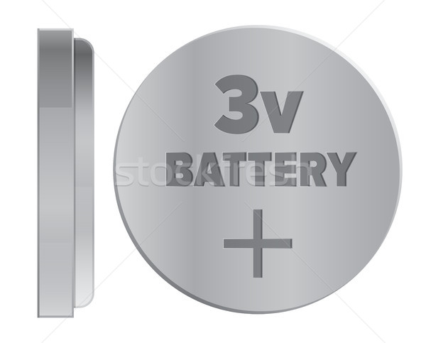 Round Silver 3v Battery Isolated Illustration Stock photo © robuart