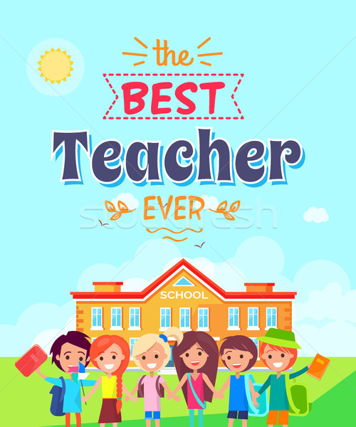 Best Teacher Ever Vector Illustration on Blue Stock photo © robuart