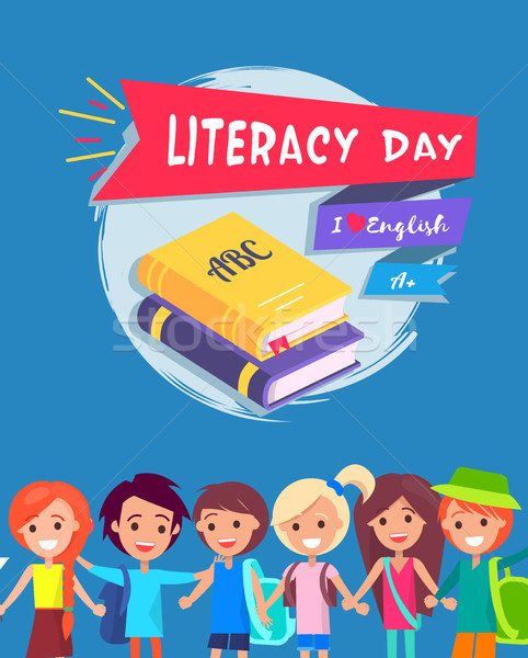 Stock photo: Literacy Day Postcard Vector Illustration