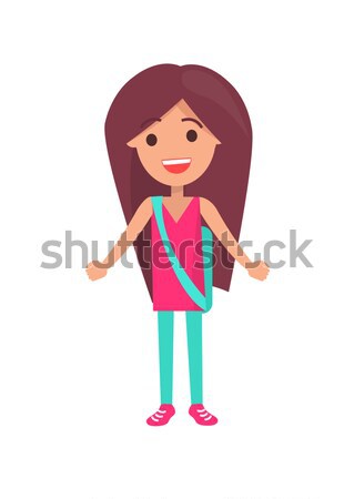 Menina longo cabelo isolado ilustração sorridente Foto stock © robuart