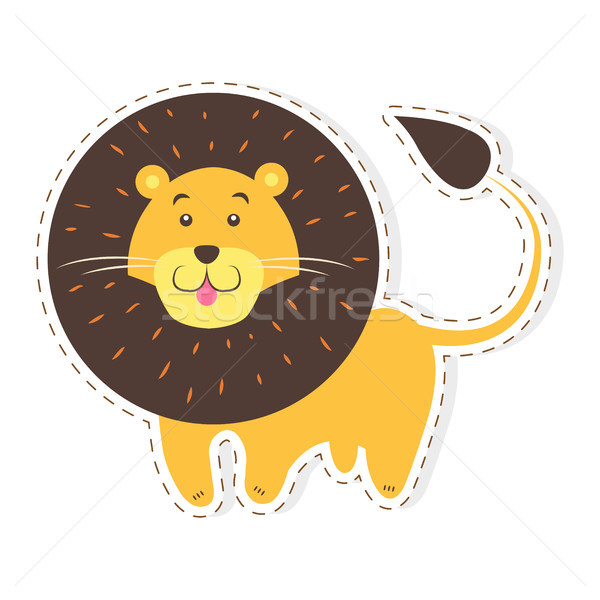 Cute Lion Cartoon Flat Vector Sticker or Icon Stock photo © robuart