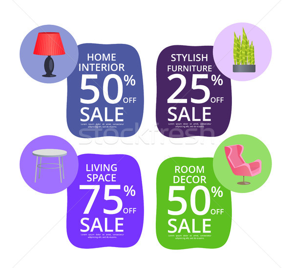 Sale for Stylish Furniture and Room Decor Elements Stock photo © robuart