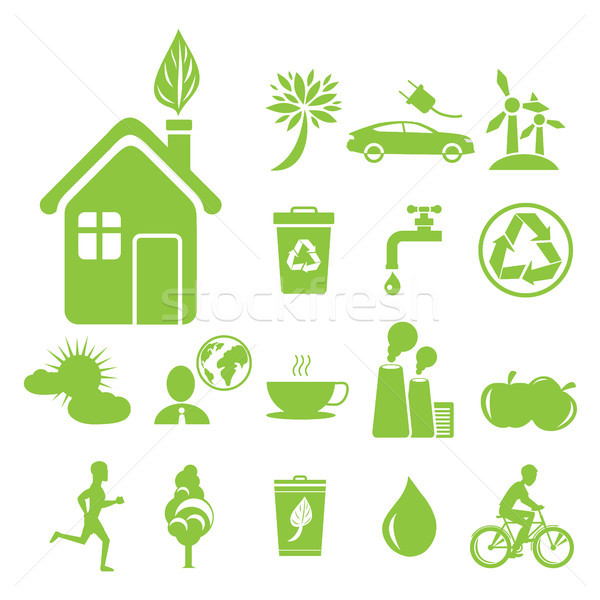 Ecology Saving and Anti Pollution Green Symbols Stock photo © robuart