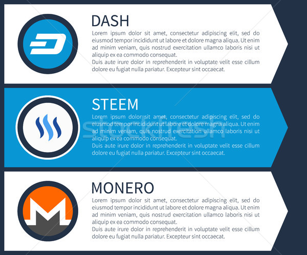Blue Dash, White Steem and Orange with Grey Monero Stock photo © robuart