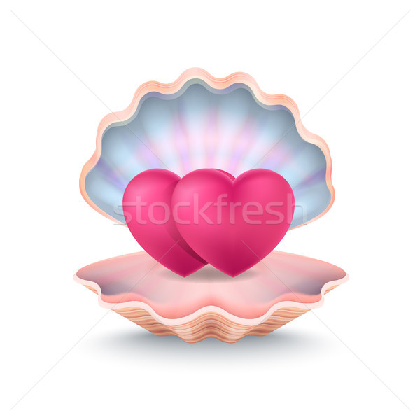 Stock photo: Closeup of Two Hearts, Shell Vector Illustration