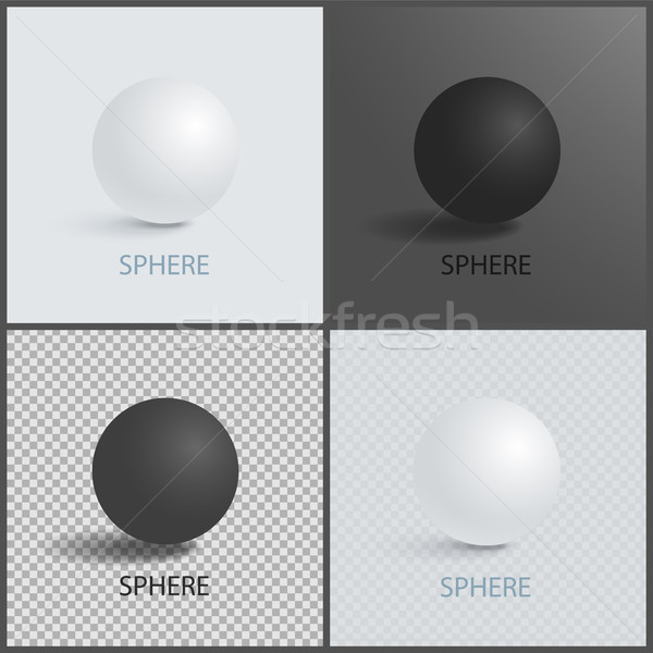 Stock photo: Sphere Geometric 3D Shapes in Black and White Set