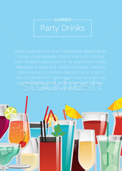 Party Drinks Various Cocktails Set Beverage Vector Stock photo © robuart