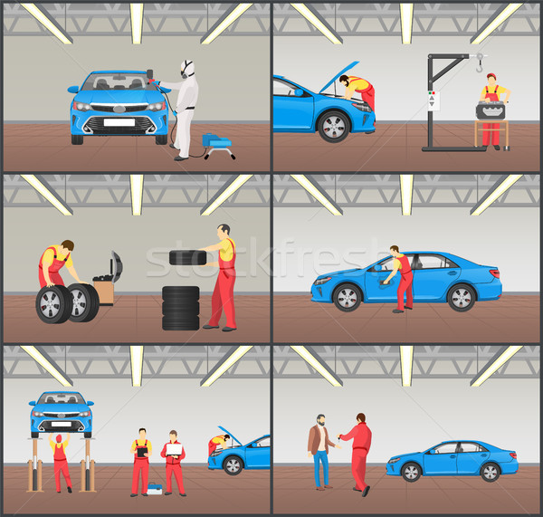 Stock photo: All Services in One Automobile Workshop Color Card