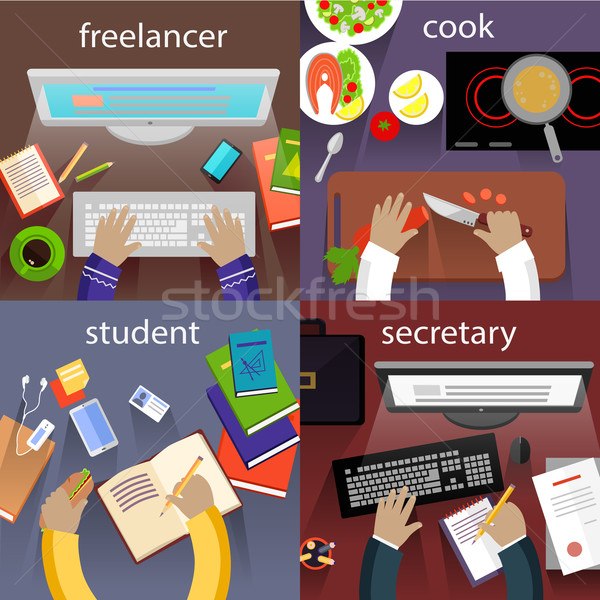 Student freelancer kok secretaris desktop Stockfoto © robuart