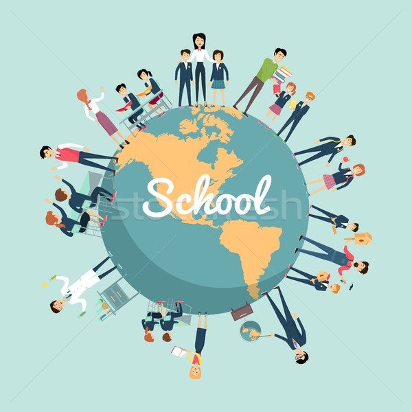 école éducation monde élèves enseignants mains tenant Photo stock © robuart